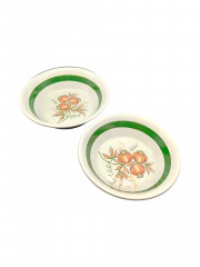 Тарелки сервировочные винтажные Wilhelmsburger &quot;Гранат&quot;, 2 шт., фарфор, 20 и 17.5 см, Германия, 1960-70гг.