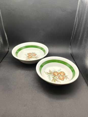 Тарелки сервировочные винтажные Wilhelmsburger "Гранат", 2 шт., фарфор, 20 и 17.5 см, Германия, 1960-70гг.