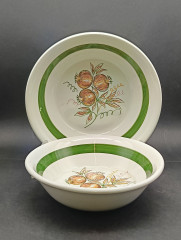 Тарелки сервировочные винтажные Wilhelmsburger &quot;Гранат&quot;, 2 шт., фарфор, 20 и 17.5 см, Германия, 1960-70гг.