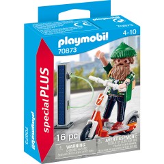 PLAYMOBIL 2er Set: 70674 Geschenkset E-Bike-Werkstatt + 70873 Hipster mit E-Roller Набор из 2 предметов: 70674 Подарочный набор для мастерской электровелосипеда + 70873 Хипстер с электросамокатом