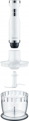 Graef Graef Stabmixer HB 501, 3 teiliges Zubehor Set, weiss, Mixstab, Purierstab, Zerkleinerer Schwarz Ручной блендер Graef HB 501, набор аксессуаров из 3 предметов, белый, палочка для смешивания, палочка для очистки, измельчитель