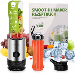 Kitchen Pro + Kitchen Pro + Smoothie-Maker mit 2 To Go Flasche 260W Mixer Blender, 260,00 W, 304-Edelstahl, Leicht zu reinigen, 2 Tritan-Trinkflaschen  Kitchen Pro + прибор для приготовления смузи с 2 бутылками на вынос Миксер-блендер, 260 Вт, 260,00 Вт,