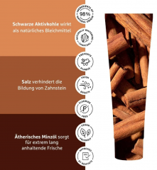 Ecodenta Aktivkohle Zahnpasta Black Cinnamon Whitening 100ml, Зубная паста с активированным углем и корицей, отбеливающая, без фтора, от налета и для свежего дыхания, 100 мл