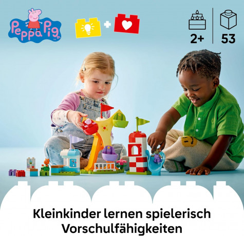 LEGO DUPLO 10453 Свинка Пеппа Конструктор Ярмарка с Колесом обозрения, 53 детали, 3 фигурки, от 2 лет