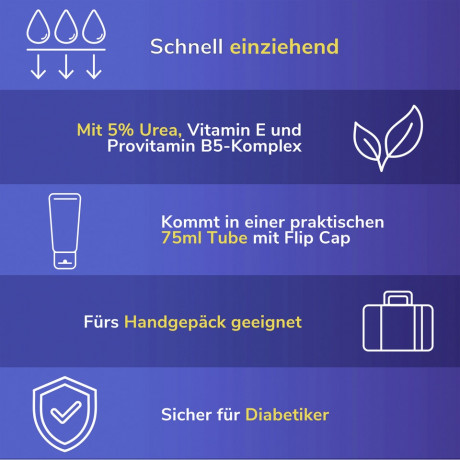 SCHOLL Reichhaltige Fuss- und Nagelcreme, 75 ml, Шолль Питательный крем для ног и ногтей, пантенол, витамин E, 75 мл