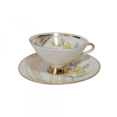 Чайная пара винтажная Winterling Marktleuthen Bavaria с желтым цветком, фарфор, Германия, 1960-1970гг.