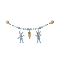 SindiBaba® Kinderwagenkette Hase BOBBY gehakelt mit Rasseln Коляска-цепочка зайка BOBBY связана крючком с погремушками