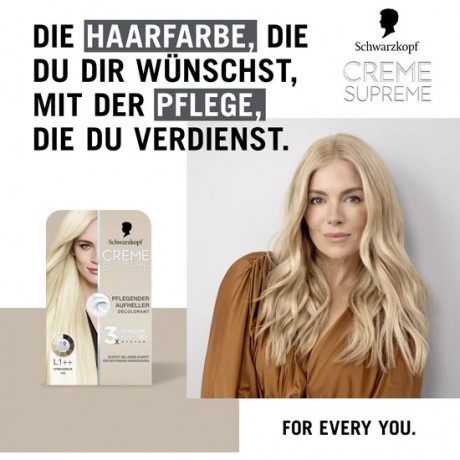 Schwarzkopf Creme Supreme Pflegender Aufheller L1++ Extrem Aufheller Plus, 1 St., Schwarzkopf Creme Supreme ухаживающий осветлитель для волос L1++ Экстремальное осветление Plus с эффектом против желтизны, 1 шт.