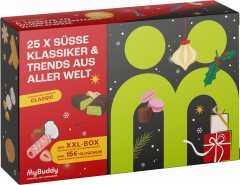 myBuddy Classic Adventskalender 2026, myBuddy Classic Адвент-календарь 2026 со сладостями из разных стран, историями и загадками, 25 сюрпризов