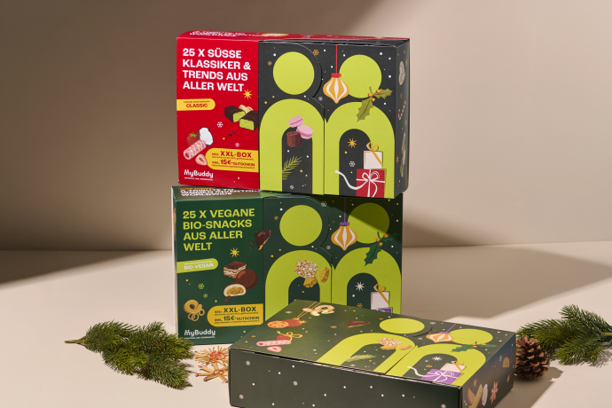 myBuddy Classic Adventskalender 2026, myBuddy Classic Адвент-календарь 2026 со сладостями из разных стран, историями и загадками, 25 сюрпризов