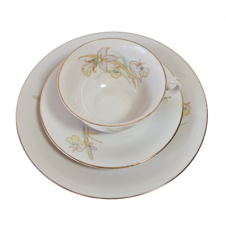 Чайное трио винтажное Creidlitz Bavaria с пастельным цветочным декором, фарфор, Германия, 1960-70гг.