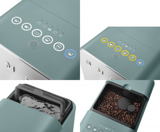 Smeg Smeg Kaffeevollautomat SMEG Kaffeevollautomat Espresso- Kaffeemaschine Milchfunktion Green  Полностью автоматическая кофемашина Smeg Полностью автоматическая кофемашина SMEG Кофемашина эспрессо с функцией молока Зеленый