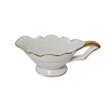 Ceramiche Piemontesi Фарфоровый белый соусник с рельефным позолоченным краем и ручкой, 8см х 9см, 1960-70гг.