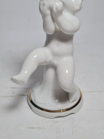 Подсвечник винтажный ARPO, в основании фигурка младенца, фарфор, 17 см, Румыния, 1960-70гг.