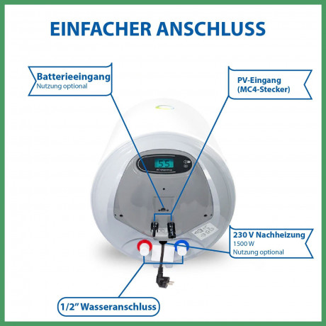 EPP.Solar EPP.Solar Wasserkocher Fothermo 30 L Photovoltaik Hybrid Wasser Boiler – Warmwasserspeicher, 30L EPP.Солнечный чайник Fothermo 30 л фотоэлектрический гибридный водонагреватель бак для горячей воды, 30 л
