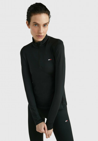 Tommy Hilfiger ESSENTIAL SLIM FIT Long sleeved top black ESSENTIAL SLIM FIT Топ с длинными рукавами черный