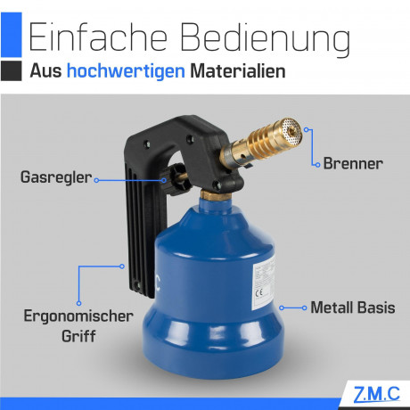 ZMC Gaskocher Gasbrenner Bunsenbrenner Lotlampe Gasanzunder Lotpistole, (2,2 kW Temperatur von bis zu 1200 ° C), Lotbrenner Kohleanzunder Flammspritzpistole Grillanzunder Газовая плита ZMC, газовая горелка, горелка Бунзена, паяльная лампа, газовая зажига