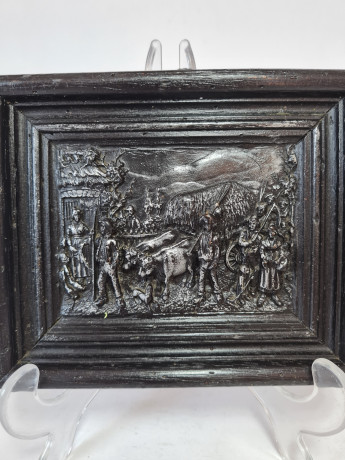 Объемная картина под дерево "Деревенская жизнь", 16 x 13 x 2 см, Германия, 1960-70гг.