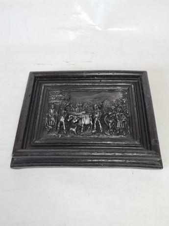 Объемная картина под дерево "Деревенская жизнь", 16 x 13 x 2 см, Германия, 1960-70гг.