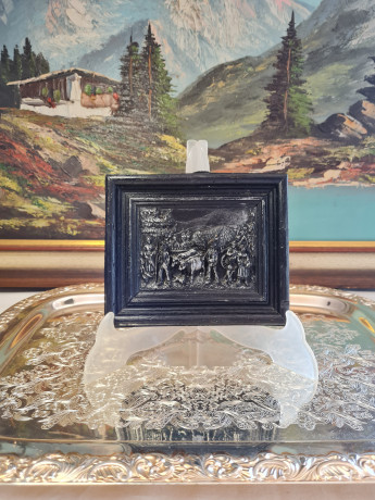 Объемная картина под дерево "Деревенская жизнь", 16 x 13 x 2 см, Германия, 1960-70гг.