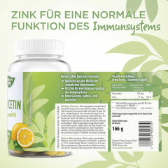 Nature's Way Quercetin Zink Gummibarchen 60st, Жевательные мармеладки  с кверцетином и цинком для укрепления иммунитета со вкусом лимона из цветков японского лимонника, вегетарианские, 60 штук