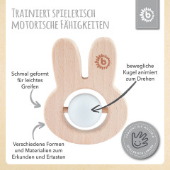 bieco Beissring Holz Natur Zahnungshilfe mit Silikon Kugeln Baby Greifling 7cm Beissringe Кольцо для прорезывания зубов