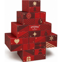Spicebar Bio Gewuerz Adventskalender 2026, 24 Bio-Gewuerze und Mischungen, 266 g, Spicebar Органический адвент-календарь 2026 со специями, смесями, солью и сахаром, 24 сюрприза, 266 г
