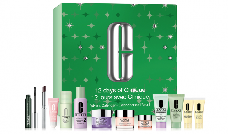 Clinique Holiday 12-Days Advent Calendar, Clinique Адвент-календарь на 12 дней с очищением, уходом за лицом, глазами и губами и декоративной косметикой, 12 средств