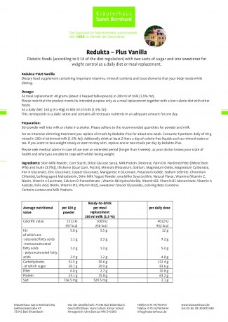 Krauterhaus Sanct Bernhardt Redukta-PLUS Vanilla 3x  + 1 x Apple-fibre Chewable TabletsRedukta-PLUS Vanilla 3x  + 1 x Apple-fibre Chewable Tablets