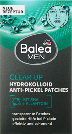 Balea MEN Anti Pickel Patches Clear Up Hydrokolloid, 36 St, Прозрачные гидроколлоидные патчи Clear Up для точечного ухода за прыщами, 36 шт.