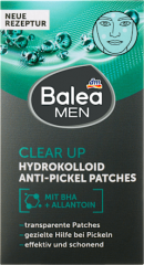 Balea MEN Anti Pickel Patches Clear Up Hydrokolloid, 36 St, Прозрачные гидроколлоидные патчи Clear Up для точечного ухода за прыщами, 36 шт.