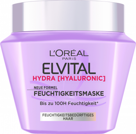 L'Oreal Paris Elvital Hydra Hyaluronic Feuchtigkeitsmaske, 300 ml, Увлажняющая маска с гиалуроновой кислотой для обезвоженных волос, до 100 часов увлажнения, 300 мл