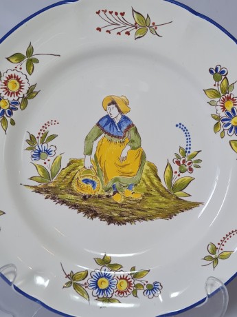 Sarreguemines Коллекционная керамическая тарелка, 24,5см, Франция 1920г.