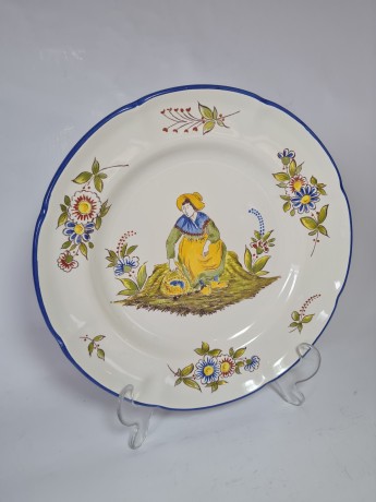 Sarreguemines Коллекционная керамическая тарелка, 24,5см, Франция 1920г.