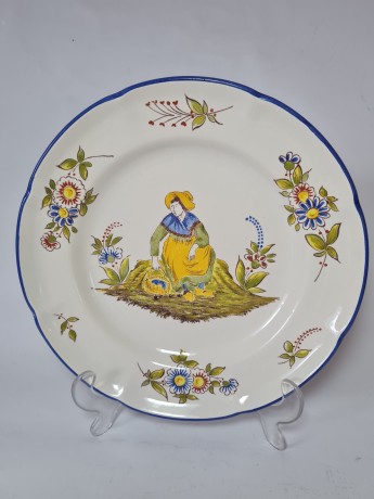 Sarreguemines Коллекционная керамическая тарелка, 24,5см, Франция 1920г.