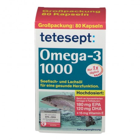 tetesept Omega-3 Lachsol 1000 80st, Омега-3 морской рыбы, 80 шт