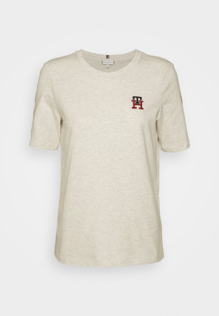 Tommy Hilfiger MONOGRAM Print T-shirt heathered oatmilk MONOGRAM Футболка с принтом овсяное молоко