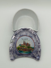 Шкатулка винтажная Grossbreitenbach &quot;Альбрехтсбург&quot; в форме подковы, в лавандовых тонах, фарфор, 9.5 см, Германия, 1960-70гг.