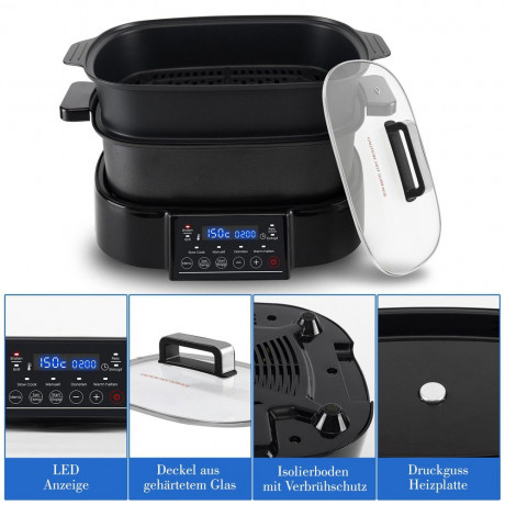 Zoomyo Zoomyo Multikocher 2in1 Multikocher, Koch-Hybrid inklusive Heizplatte, 1250 W, Grillplatte und Dampfgaraufsatz fur abwechslungsreiches Essen  Мультиварка Zoomyo Мультиварка 2-в-1, гибридная готовка, включая нагревательную пластину мощностью 1250 Вт