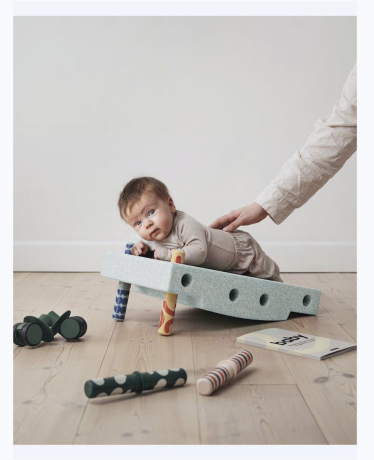 MODU Baby Activity Set 0-12months, 12 elements, Мягкий развивающий конструктор сенсорная игрушка для детей 0-1 год, 12 игровых активностей, безопасный EPP, мятный/темно-зелёный