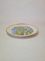 Декоративная тарелка винтажная с картой и достопримечательностями Дании, 19 x 2 см, Дания, 1960-70гг.