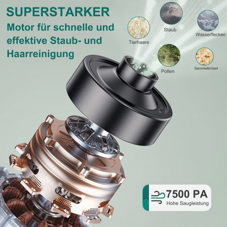 Vbrisi Vbrisi Akku-Handstaubsauger Handstaubsauger, Autostaubsauger 7500Pa Staubsauger, 4-in-1Multifunktionaler, Mit 4000mA-Akku, kann fur eine lange Zeit arbeiten. Kann in Wohnungen, Autos usw. verwendet werden, fur nassen und trockenen Gebrauch., 4-in-1