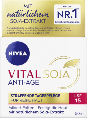 NIVEA VITAL Soja Anti-Age Straffende Tagespflege LSF 15, 50 ml, Нивеа Дневной крем для зрелой кожи подтягивающий, SPF 15, экстракт сои, 50 мл