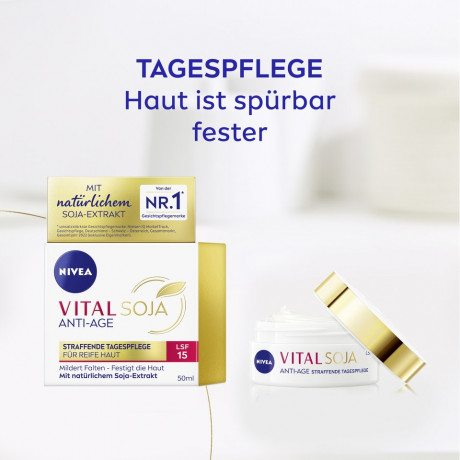 NIVEA VITAL Soja Anti-Age Straffende Tagespflege LSF 15, 50 ml, Нивеа Дневной крем для зрелой кожи подтягивающий, SPF 15, экстракт сои, 50 мл