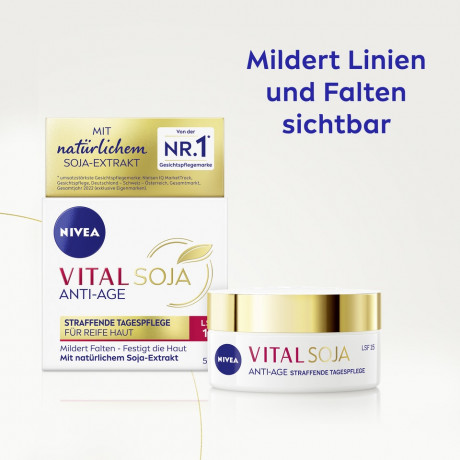 NIVEA VITAL Soja Anti-Age Straffende Tagespflege LSF 15, 50 ml, Нивеа Дневной крем для зрелой кожи подтягивающий, SPF 15, экстракт сои, 50 мл