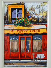 Картина винтажная ZODay &quot;Кафешка&quot;, в белой раме, 16,5 x 12,5 см, Германия, 1960-70гг.