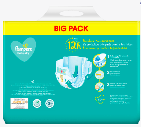Pampers Windeln Baby Dry Gr. size 3, 6-10 kg, Big Pack 80 St, Памперс Подгузники Размер 3 Midi 6-10 kg, 80 шт