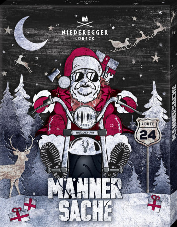 Niederegger Maennersache Adventskalender 2026 300 g, Niederegger адвент-календарь Maennersache 2026 с марципаном, нугой и пралине, 24 конфеты, 300 г