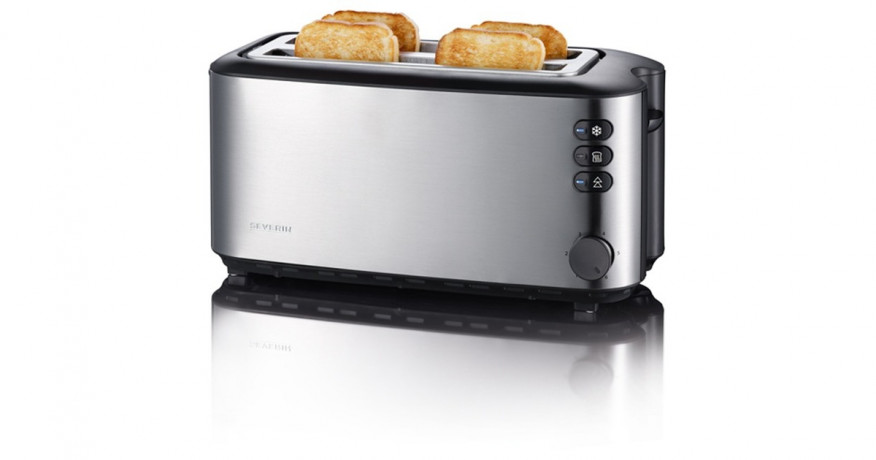 Severin Severin Automatik-Langschlitztoaster AT 2509 edelstahl/schwarz, 1.400 Watt, fur 4 Scheiben Toast  edelstahl/schwarz Автоматический тостер Severin с длинными слотами AT 2509 нержавеющая сталь/черный, 1400 Вт, на 4 ломтика тостов