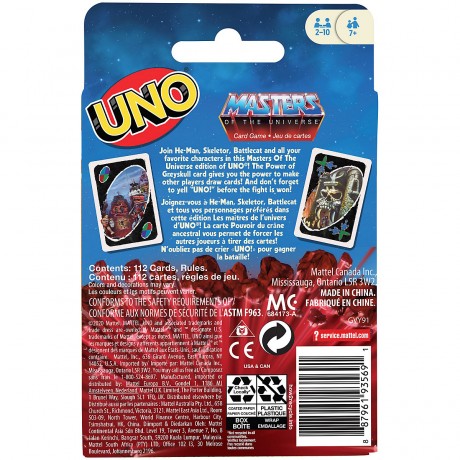 Mattel UNO Masters of the Universe-Kartenspiel fur Spieler ab 7 Jahren Карточная игра UNO Masters of the Universe для игроков от 7 лет